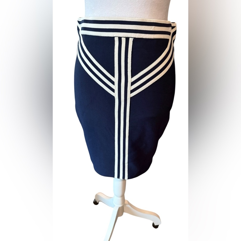 Bebe Navy Blue Striped Skirt